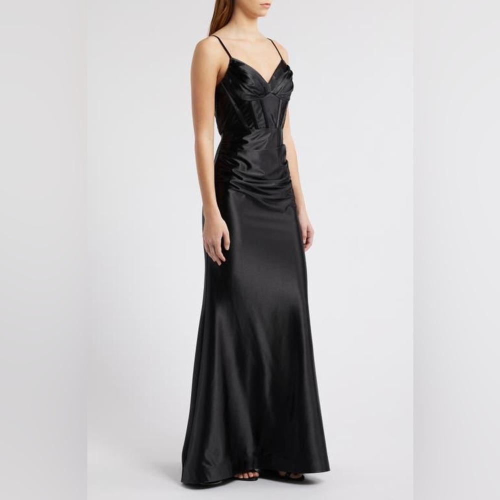City Studio Black Satin Dress